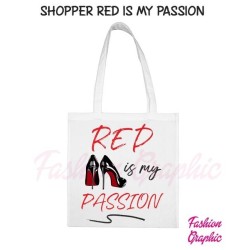 Borsa shopper RED IS MY PASSION in policotone manico lungo