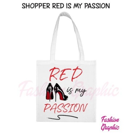 Borsa shopper RED IS MY PASSION in policotone manico lungo