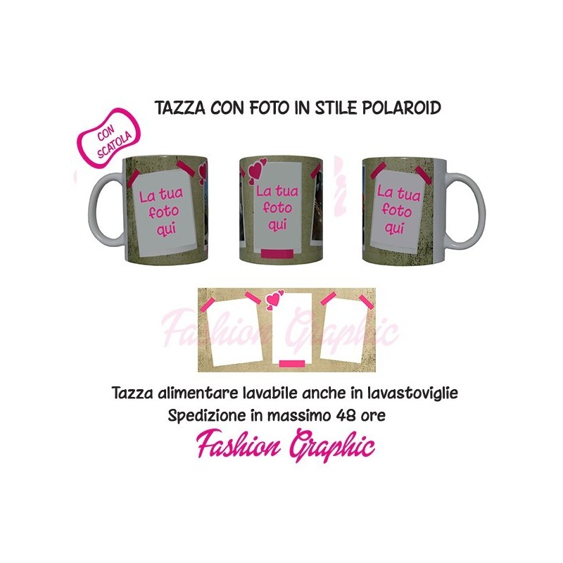 TAZZA MUG PERSONALIZZATA CON FOTO IN STILE POLAROID