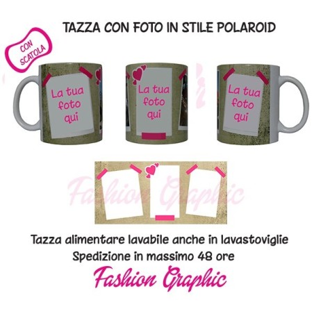 TAZZA MUG PERSONALIZZATA CON FOTO IN STILE POLAROID