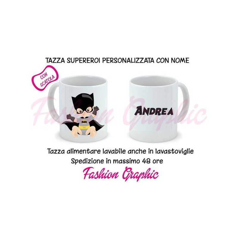 TAZZA MUG BATMAN SUPEROROE MARVEL CON NOME