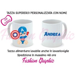 TAZZA MUG CAPTAIN AMERICA SUPEROROE MARVEL CON NOME