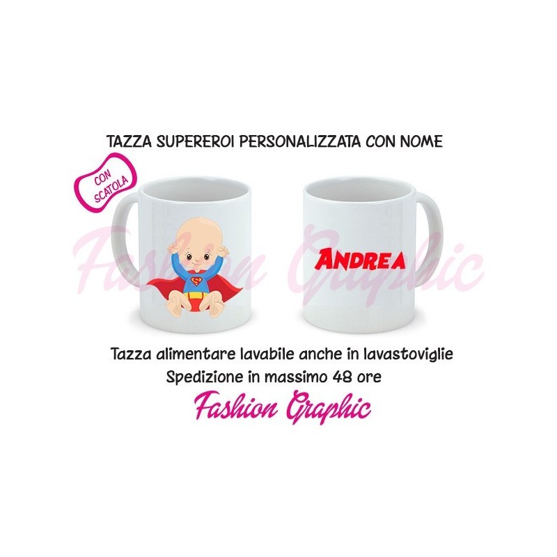 TAZZA MUG SUPERMAN SUPEROROE MARVEL CON NOME