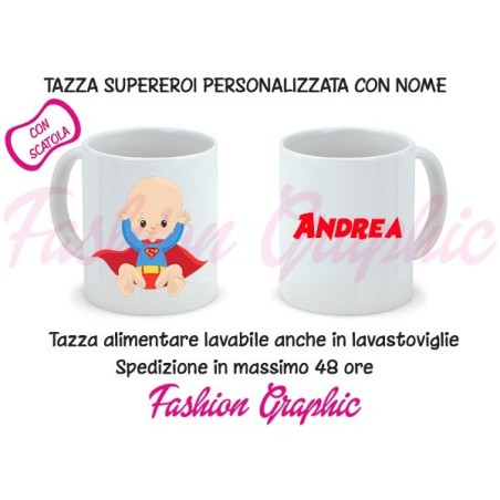 TAZZA MUG SUPERMAN SUPEROROE MARVEL CON NOME