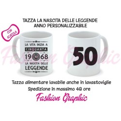 TAZZA MUG LA NASCITA DELLE LEGGENDE PERSONALIZZATA CON DATA