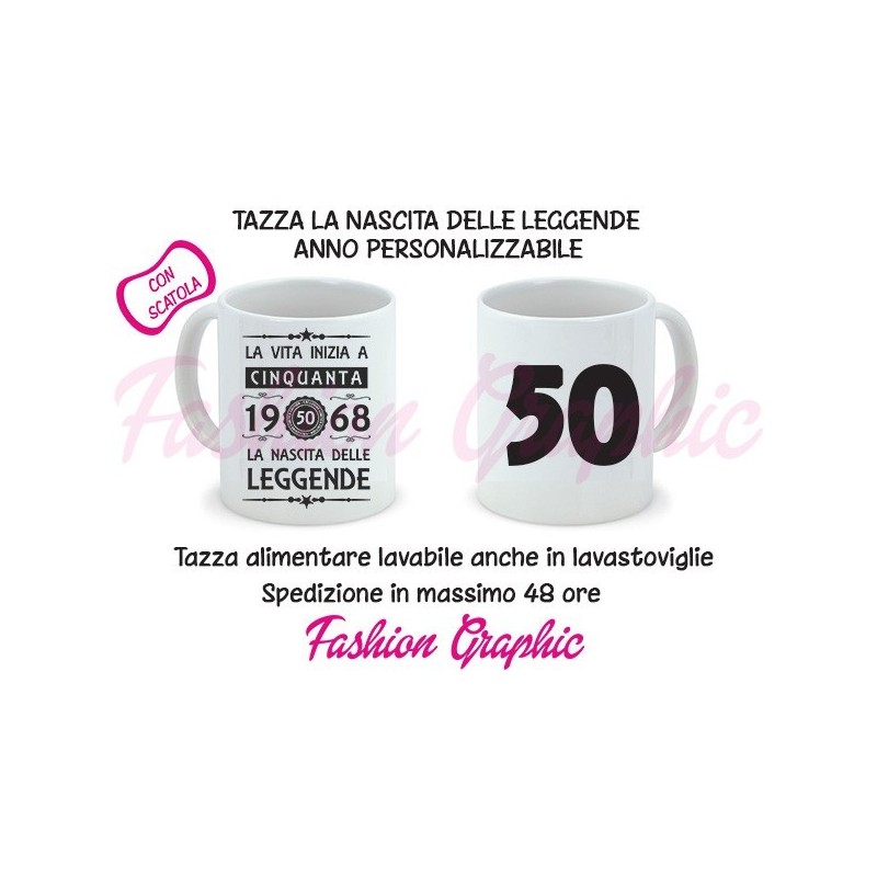 TAZZA MUG LA NASCITA DELLE LEGGENDE PERSONALIZZATA CON DATA