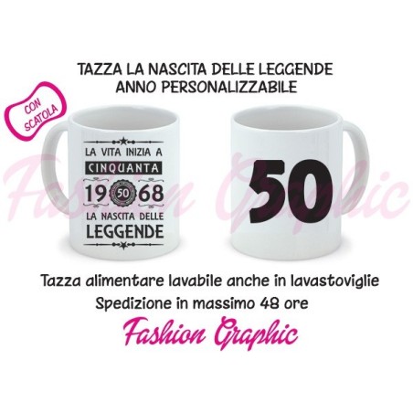 TAZZA MUG LA NASCITA DELLE LEGGENDE PERSONALIZZATA CON DATA