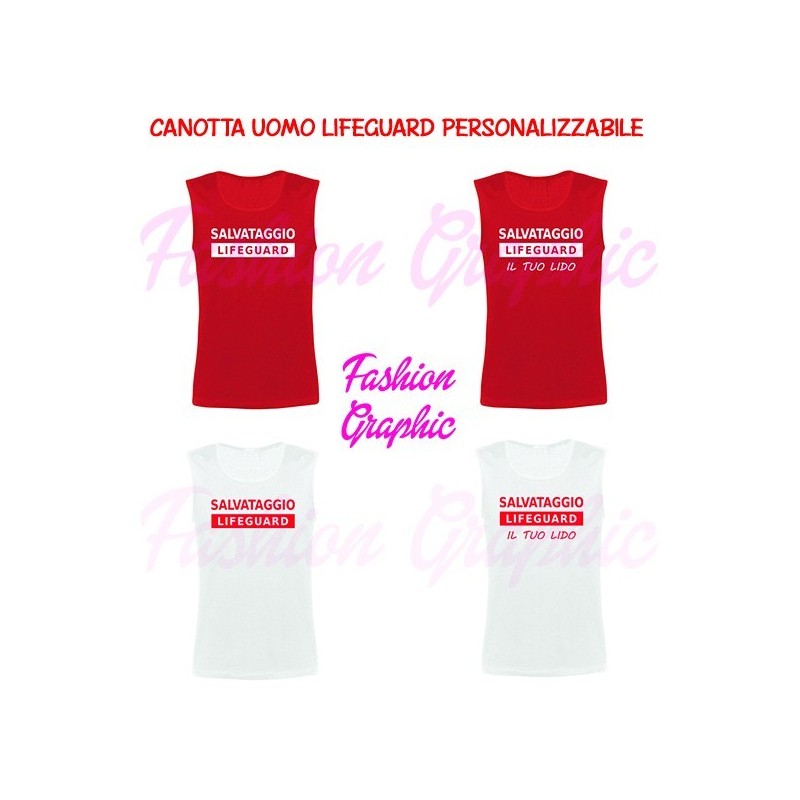 Canotta uomo bagnino lifeguard baywatch salvataggio personalizzabile