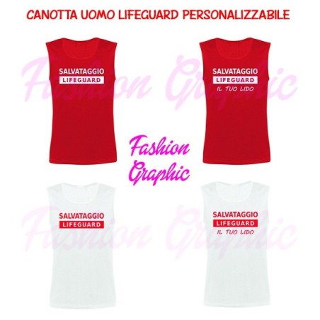 Canotta uomo bagnino lifeguard baywatch salvataggio personalizzabile