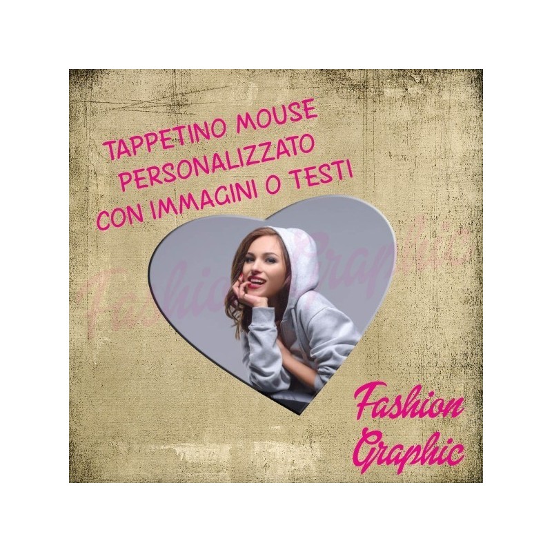 TAPPETINO MOUSE MOUSEPAD A FORMA DI CUORE PERSONALIZZATO CON FOTO