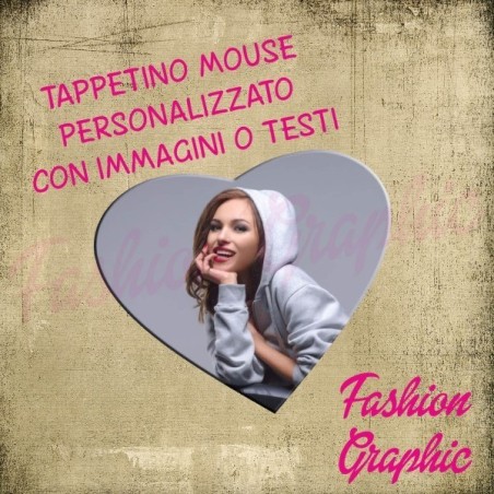 TAPPETINO MOUSE MOUSEPAD A FORMA DI CUORE PERSONALIZZATO CON FOTO