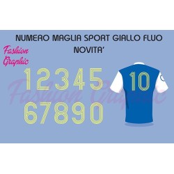 Numeri termosaldabili giallo fluo H24cm maglie calcio, rugby, sport