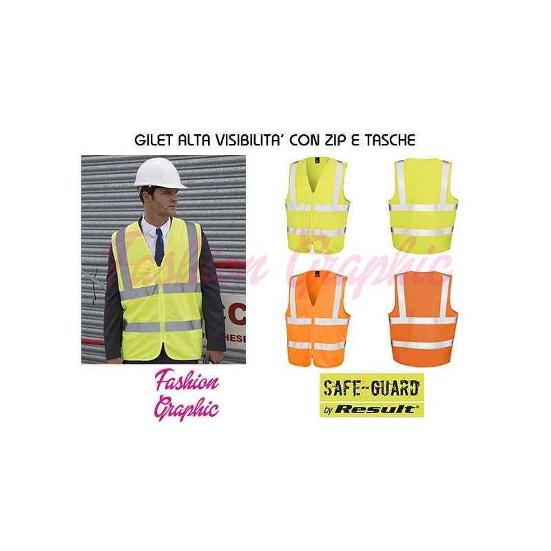 Gilet Alta Visibilità modello con zip e tasche