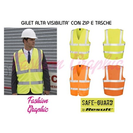 Gilet Alta Visibilità modello con zip e tasche