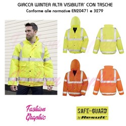 Giacca Alta Visibilità invernale modello con cappuccio conforme a norma di legge