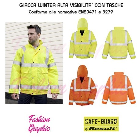 Giacca Alta Visibilità invernale modello con cappuccio conforme a norma di legge