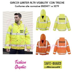 Giacca Alta Visibilità invernale modello con cappuccio conforme a norma di legge