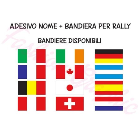 Adesivo nome più bandiera per rally, auto, corse, manifestazioni