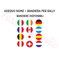 Adesivo nome pilota navigatore più bandiera nazione tonda per rally, auto, corse, manifestazioni