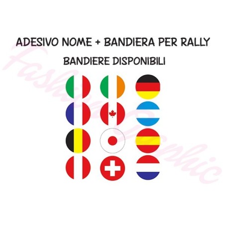 Adesivo nome pilota navigatore più bandiera nazione tonda per rally, auto, corse, manifestazioni