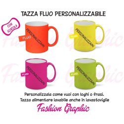 TAZZA MUG FLUO PERSONALIZZATA CON FOTO, LOGHI O TESTI CON SCATOLA