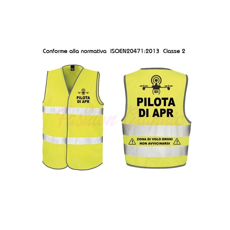 Gilet Alta Visibilità modello Pilota di Apr Droni Mod1 due fasce a norma di legge