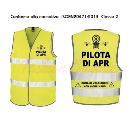 Gilet Alta Visibilità modello Pilota di Apr Droni Mod1 due fasce a norma di legge