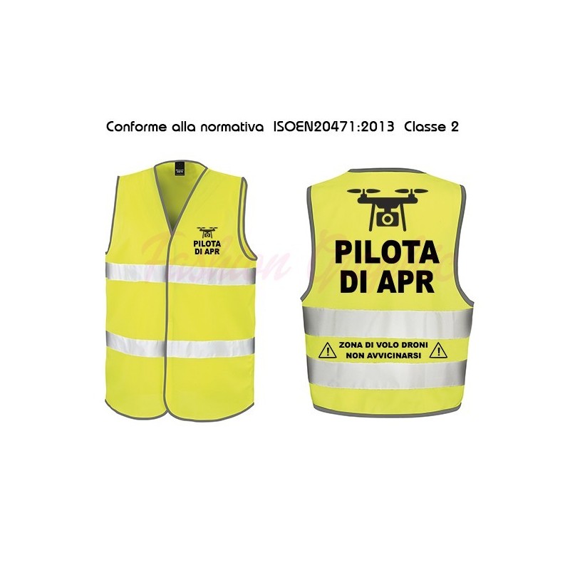 Gilet Alta Visibilità modello Pilota di Apr Droni Mod2 due fasce a norma di legge