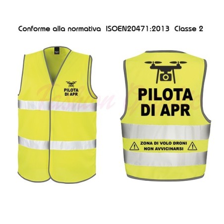 Gilet Alta Visibilità modello Pilota di Apr Droni Mod2 due fasce a norma di legge