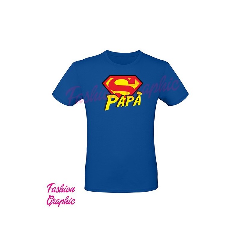 T-shirt Superpapà Supereroe festa del papà superman inspired versione stampata fronte retro