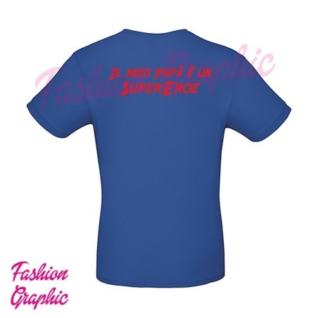 T-shirt Superpapà Supereroe festa del papà superman inspired versione stampata fronte retro