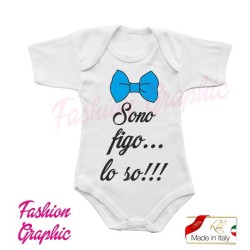 Body neonato sono figo lo so mezza manica canotta sensza manica made in italy