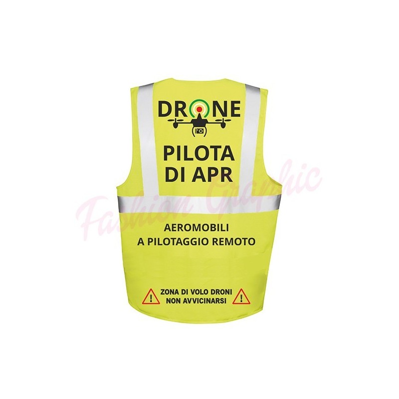 Gilet Alta Visibilità Multische modello Pilota di Apr Operatore Assistente SAPR Droni a norma di legge