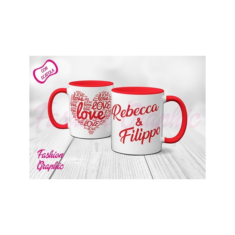 TAZZA MUG LOVE AMORE INNAMORATI SAN VALENTINO PERSONALIZZATA CON NOMI