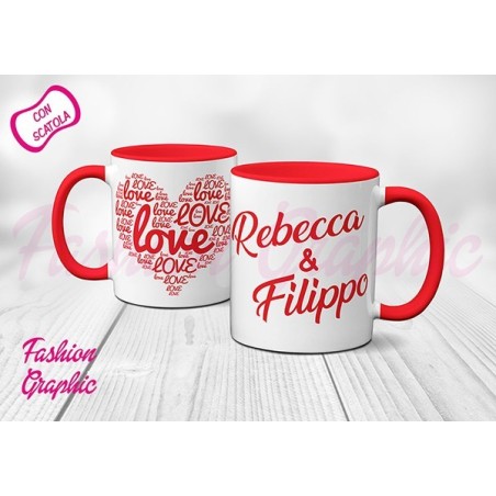 TAZZA MUG LOVE AMORE INNAMORATI SAN VALENTINO PERSONALIZZATA CON NOMI