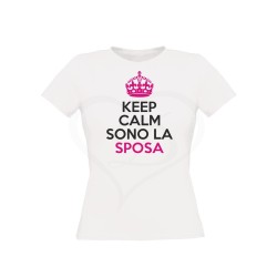 T-shirt keep calm sono la sposa stampa bicolore