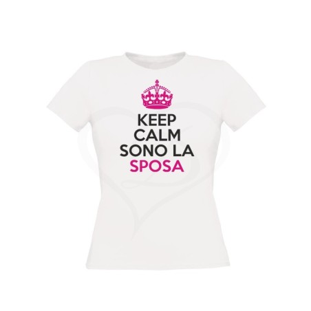 T-shirt keep calm sono la sposa stampa bicolore