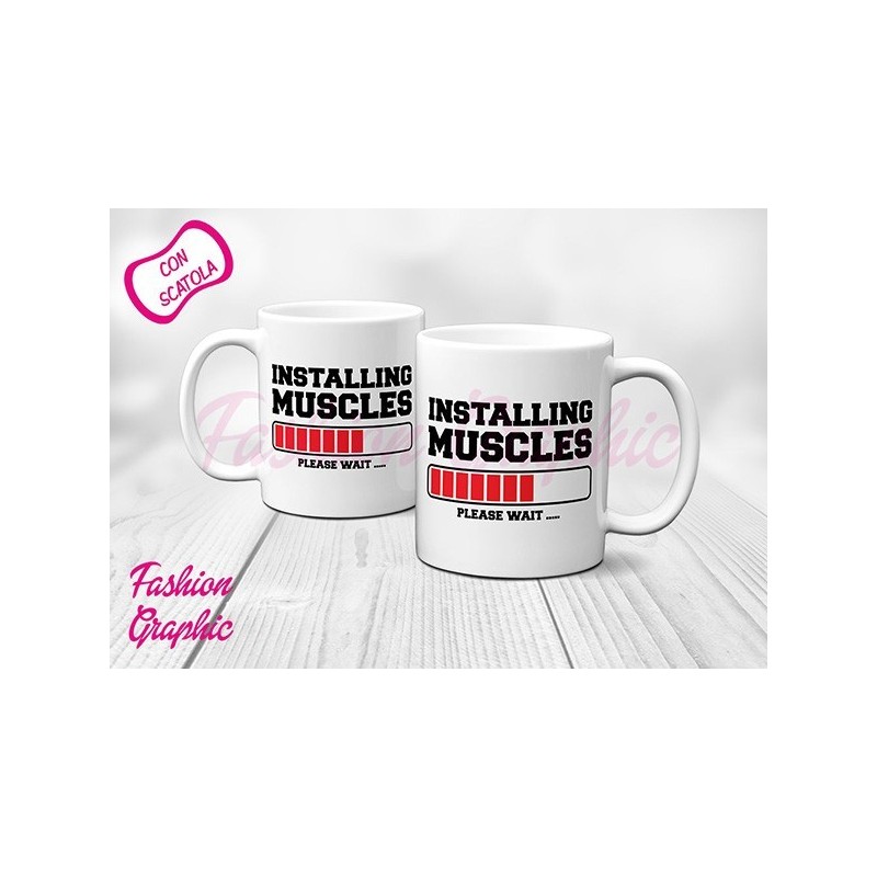 TAZZA MUG INSTALLING MUSCLE PLEASE WAIT PALESTRA BODYBUILDING