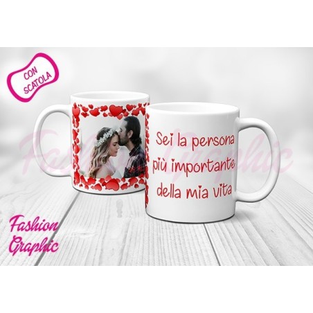 TAZZA MUG LOVE FOTO AMORE INNAMORATI SAN VALENTINO CON FOTO PERSONALIZZATA E DEDICA