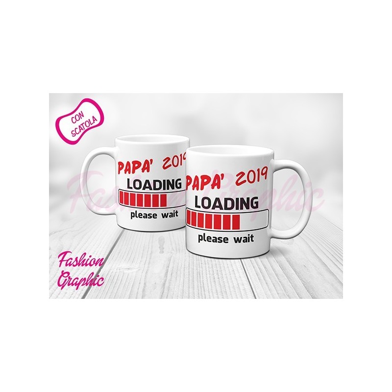 TAZZA MUG MAMMA O PAPA' LOADING CARICAMENTO ANNO A SCELTA