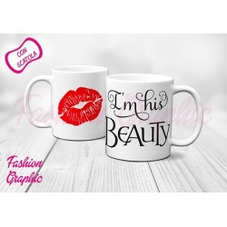 COPPIA TAZZE MUG LA SUA BELLA E LA SUA BESTIA BARBA LABBRA