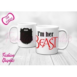 COPPIA TAZZE MUG LA SUA BELLA E LA SUA BESTIA BARBA LABBRA