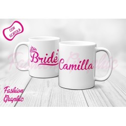TAZZA MUG TEAM BRIDE SPOSA AMICA TESTIMONE ADDIO AL NUBILATO PERSONALIZZATA CON NOME