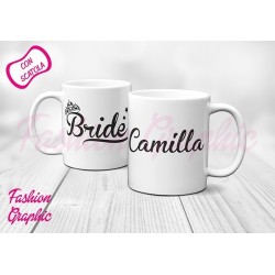 TAZZA MUG TEAM BRIDE SPOSA AMICA TESTIMONE ADDIO AL NUBILATO PERSONALIZZATA CON NOME