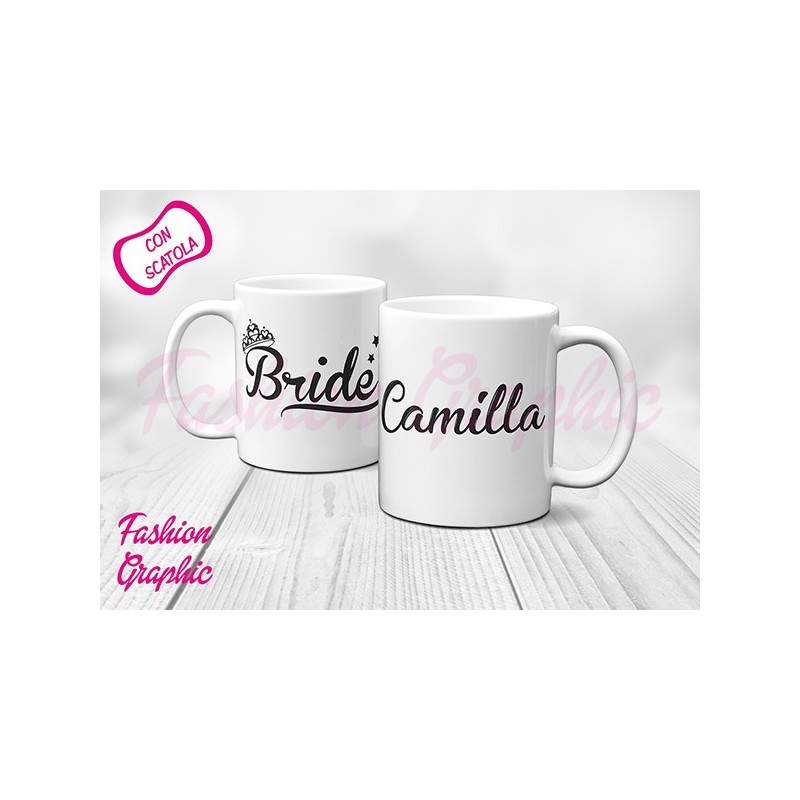 TAZZA MUG TEAM BRIDE SPOSA AMICA TESTIMONE ADDIO AL NUBILATO PERSONALIZZATA CON NOME