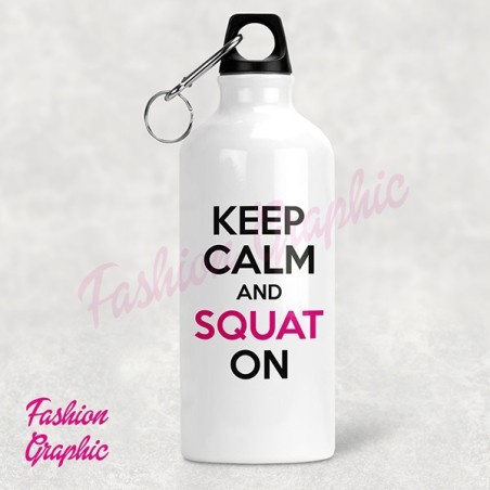 BORRACCIA ALLUMINIO SPORT KEEP CALM AND SQUAT ON DOPPIO TAPPO