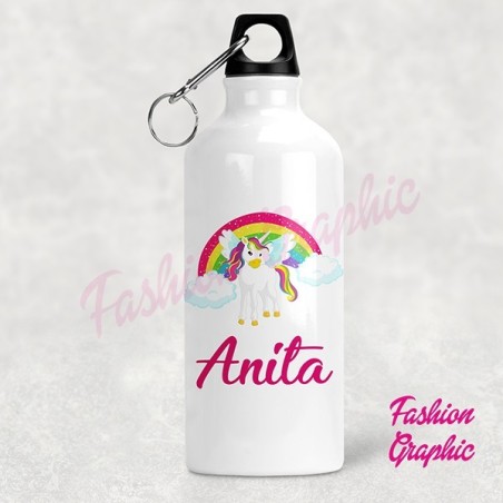BORRACCIA ALLUMINIO UNICORNO NOME PERSONALIZZABILE