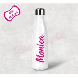 BOTTIGLIA TERMICA TERMOS ACCIAIO INOX PERSONALIZZATA NOME BPA FREE