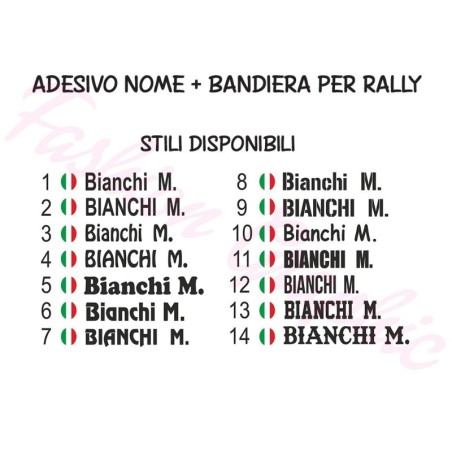 Adesivo nome pilota navigatore più bandiera nazione tonda per rally, auto, corse, manifestazioni