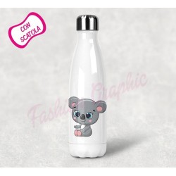 BOTTIGLIA TERMICA THERMOS ACCIAIO INOX KOALA ANCHE PERSONALIZZATA NOME BPA FREE